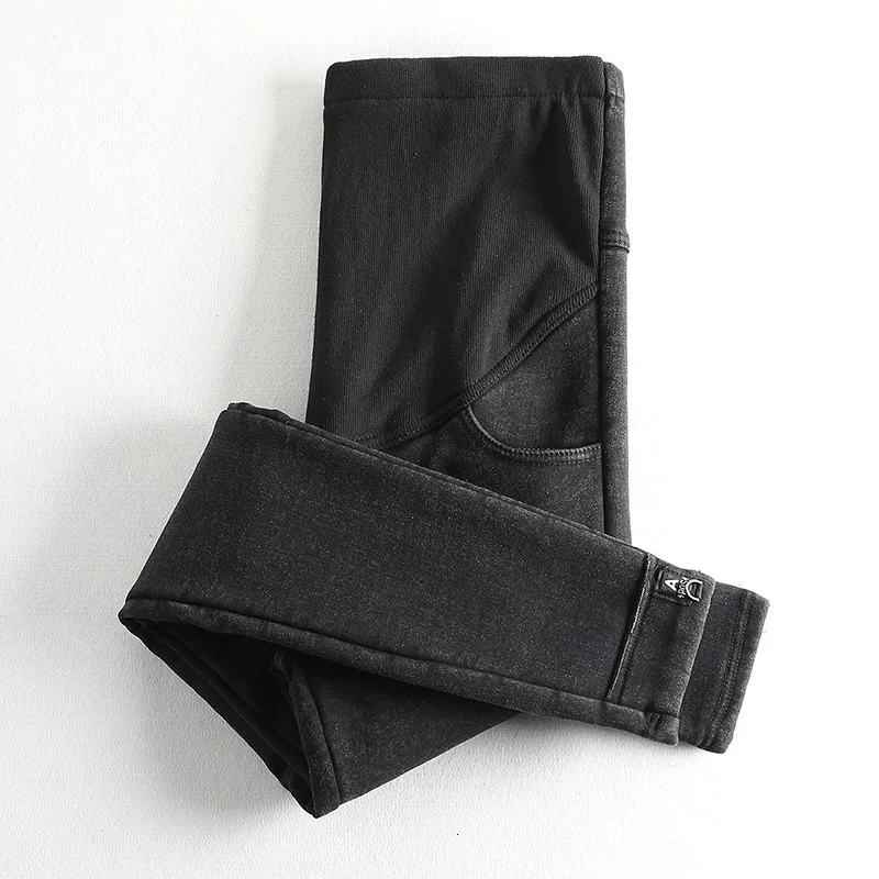 Зима Большой размер для беременных джинсы плюс бархат утолщение карандаш ноги брюки для беременных женщин джинсы, длинные штаны джинсы для беременных женщин - Color: black