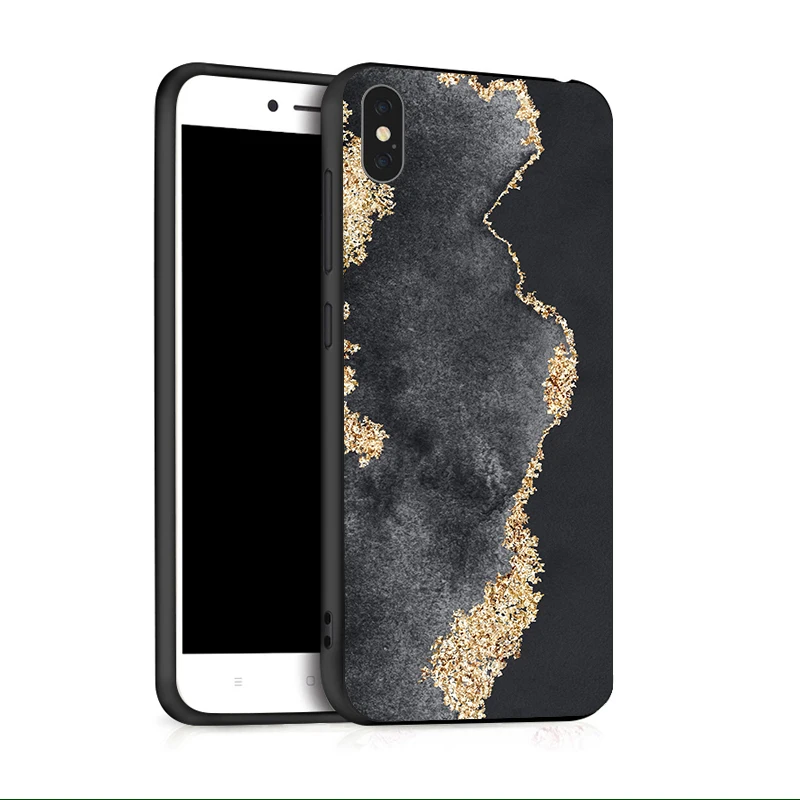 Marmer Hitam Telepon untuk Xiaomi Mi Redmi 6 PRO A2 Lite Note 7 K20 9T 7A 8 8T K30 Ponsel Housing Bag Cover Shell