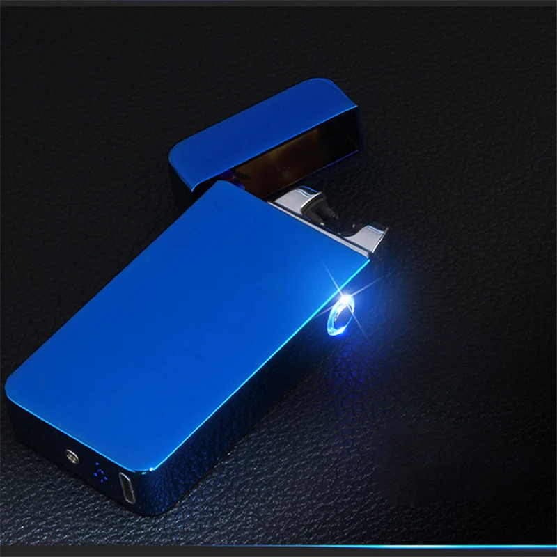 Dual Arc USB Lighters Metal Rechargeable Flameless Electric Lighter for Men Windproof Cigar Cigarette Plasma Lighter Electronic