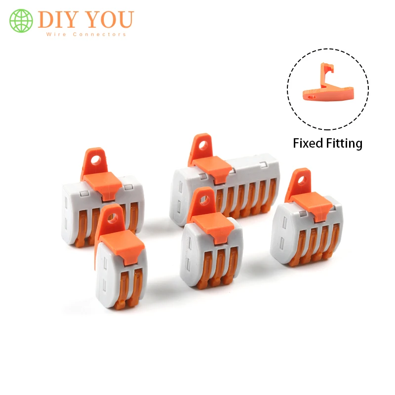 30/50/100PCS 222-413 TYPE universal Compact Wire Connector Wiring Conductor Terminal Block With fixing Accessories Connection