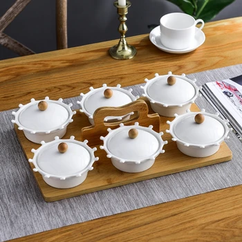 

Nordic Art Ceramicfruit Platter Set with Lid Modernminimalist Living Room Dining Table Snacks Dried Fruit Dessert Plate Candyjar