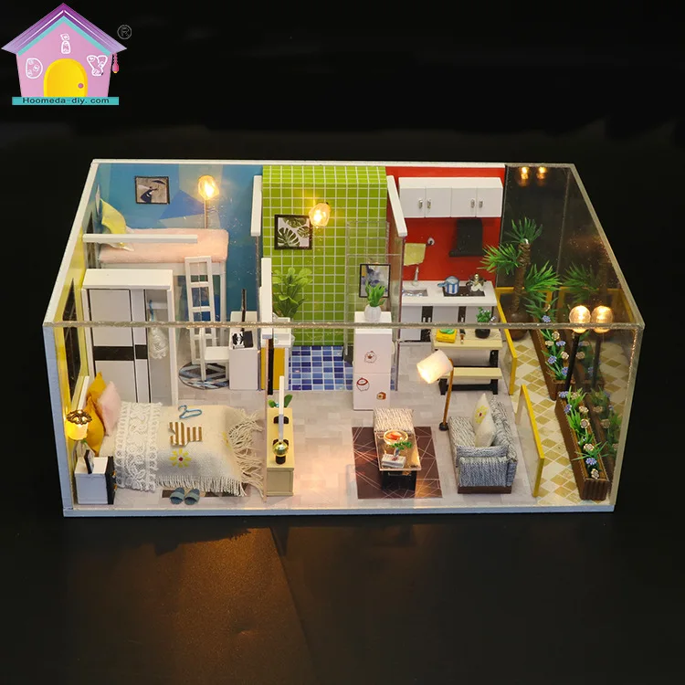 

Hoomeda-diy Mixed Goods Creative Small Gifts DIY Customizable Fight Inserted Model Wooden Doll House
