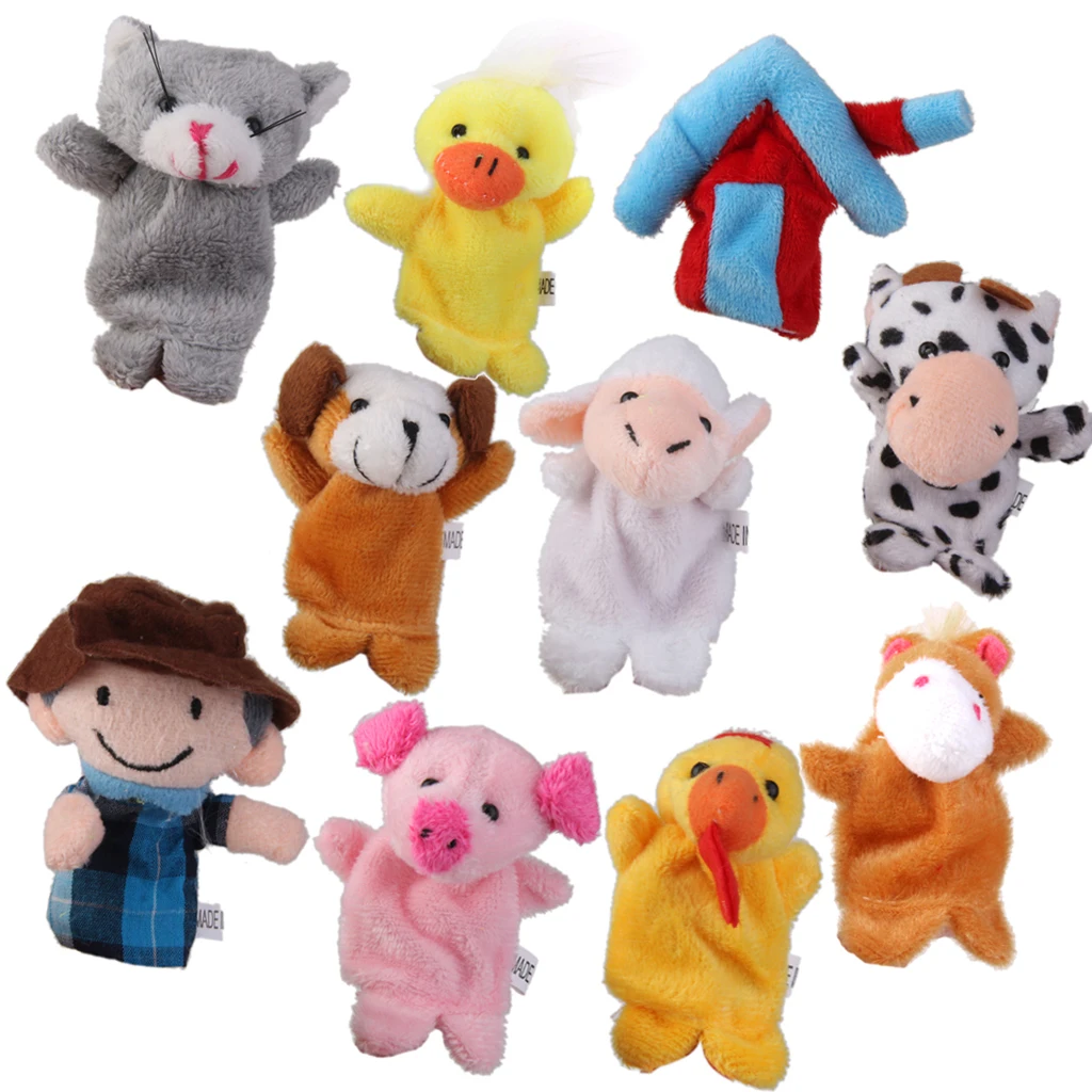 NEW 10X Farm Zoo Animal Finger Puppets Toys Boys Girls Babys Party Bag Filler UK 