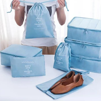

8Pcs Waterproof Travel Storage Bags Luggage Organizers For Shoe Toiletry Underwear Suitcase Packing Bag Classified Clothes Pouch
