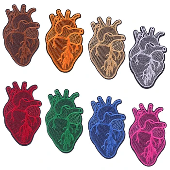 

Punk Heart Stripe Embroidered Patches for Clothing Stickers Colorful Hearts Iron On Patches For Clothes Sticker on Clothes Decor