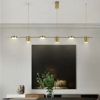

Geometric line pendant lamps restaurant Nordic post-modern designer long table dining room light luxury LED pendant light