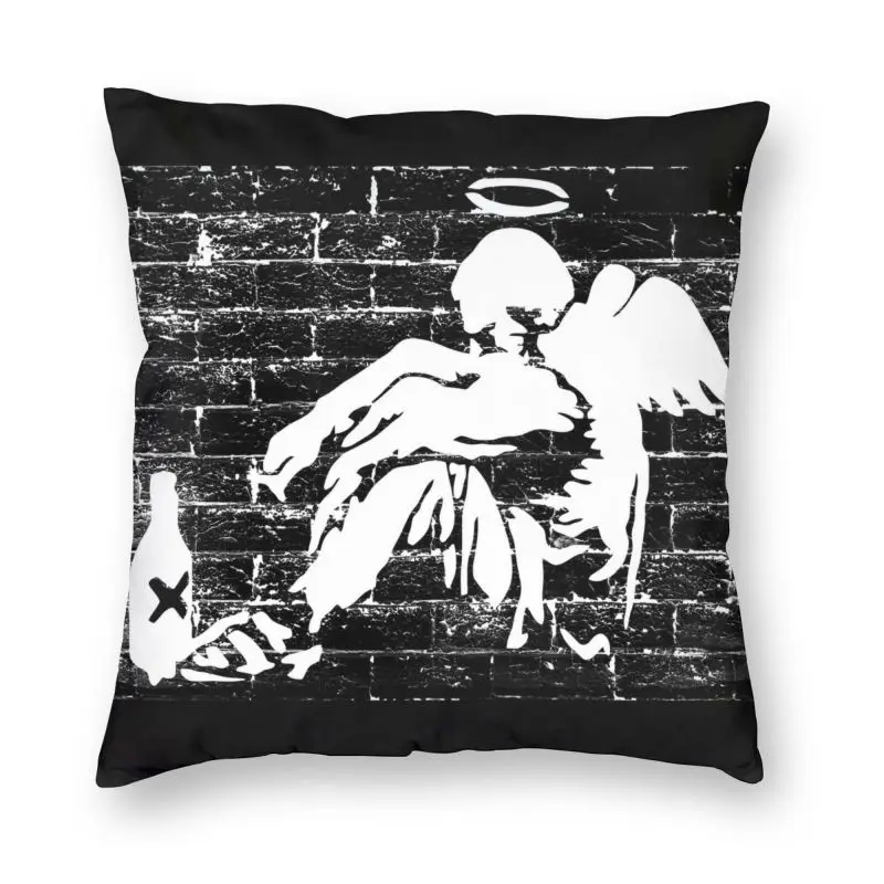 

Banksy Drunk Fallen Angel Cushion Cover Print Graffiti Street Art Throw Pillow Case for Sofa Custom Pillowcase Home Decor