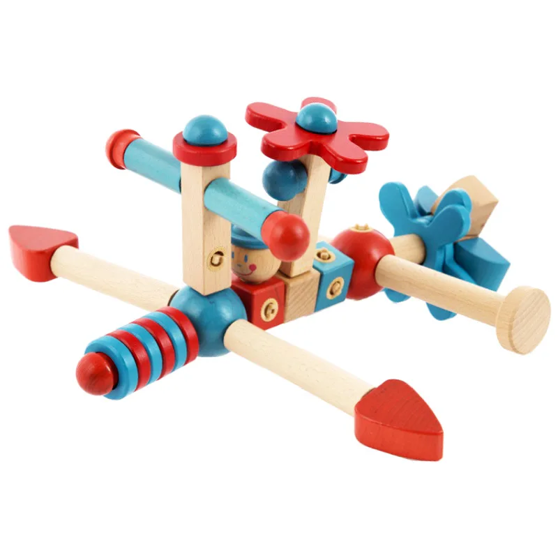 

Excellent Wood Classic Flexible Buttoned Children'S Educational Combination Disassembly Building Blocks Toy DIY Assembled Buildi