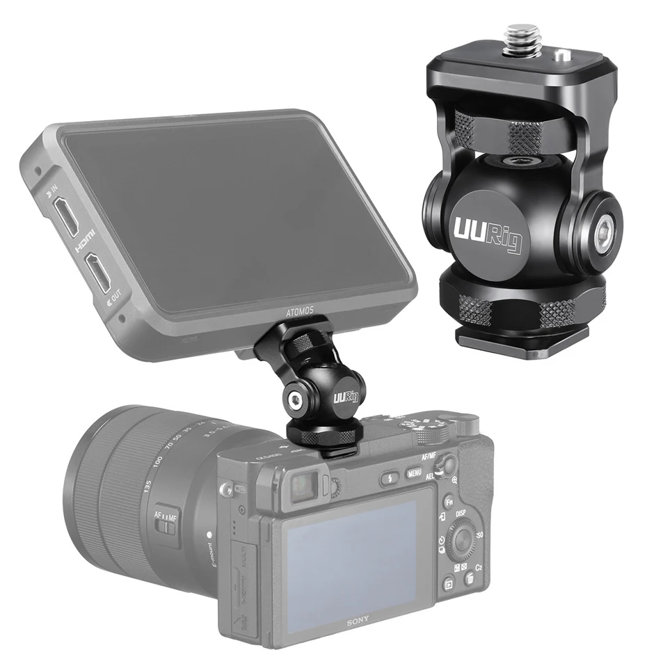 UURig R015 Monitor Bracket Mini Ballhead Gimbal with Cold Shoe Mount for S M9D8 