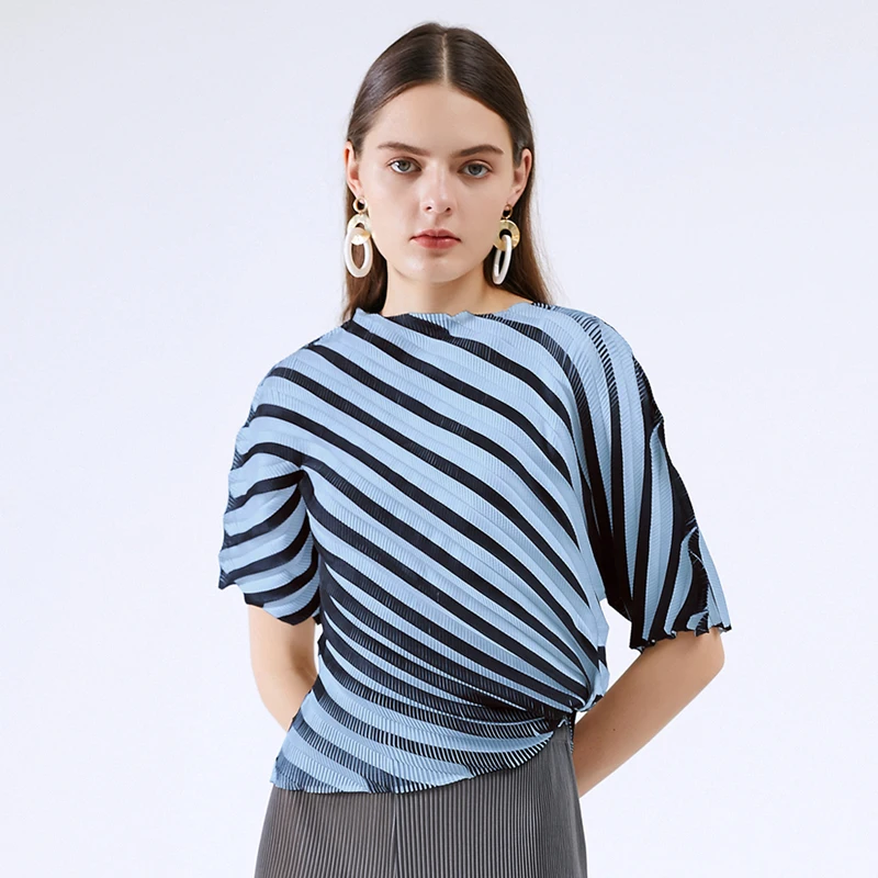 Miyake Pleated Personality striped irregular coat