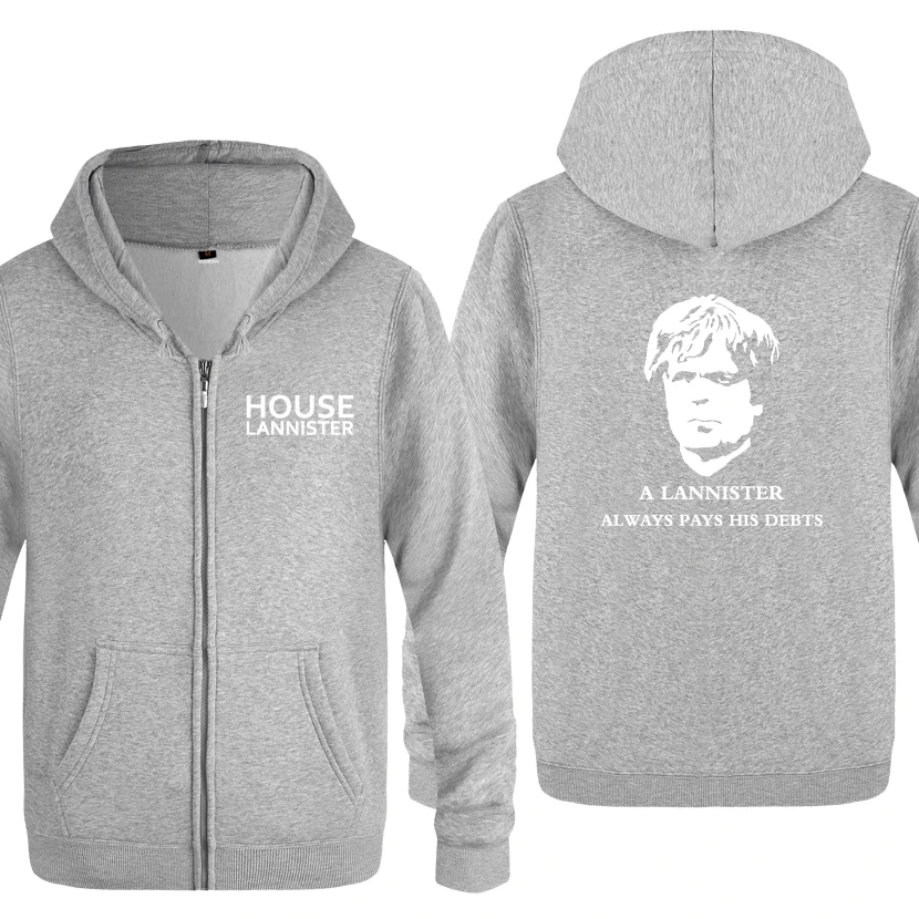 Lannister всегда платит долги-Игра престолов толстовки мужские мужские флисовые кардиганы на молнии толстовки с капюшоном