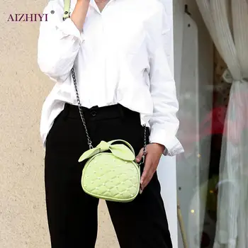 

Lattice Pattern PU Leather Crossbody Bag Women Bow Chain Pearl Shoulder Handbag Fashion Exquisite Shopping Bag