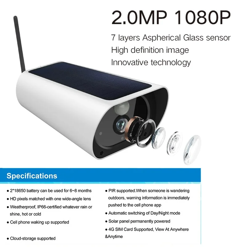 4G солнечной энергии 1080P пуля IP камера Водонепроницаемый Открытый безопасности cctv камера с ночного видения обнаружения движения