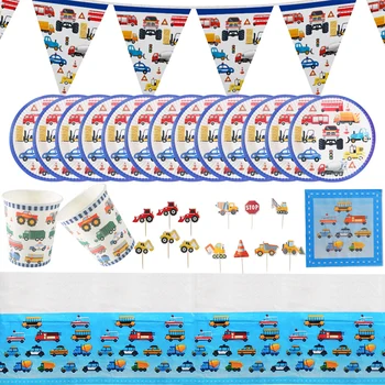 

83pc-set Children's engineering car party birthday party supplies baby showerdecoration construction car disposable tableware