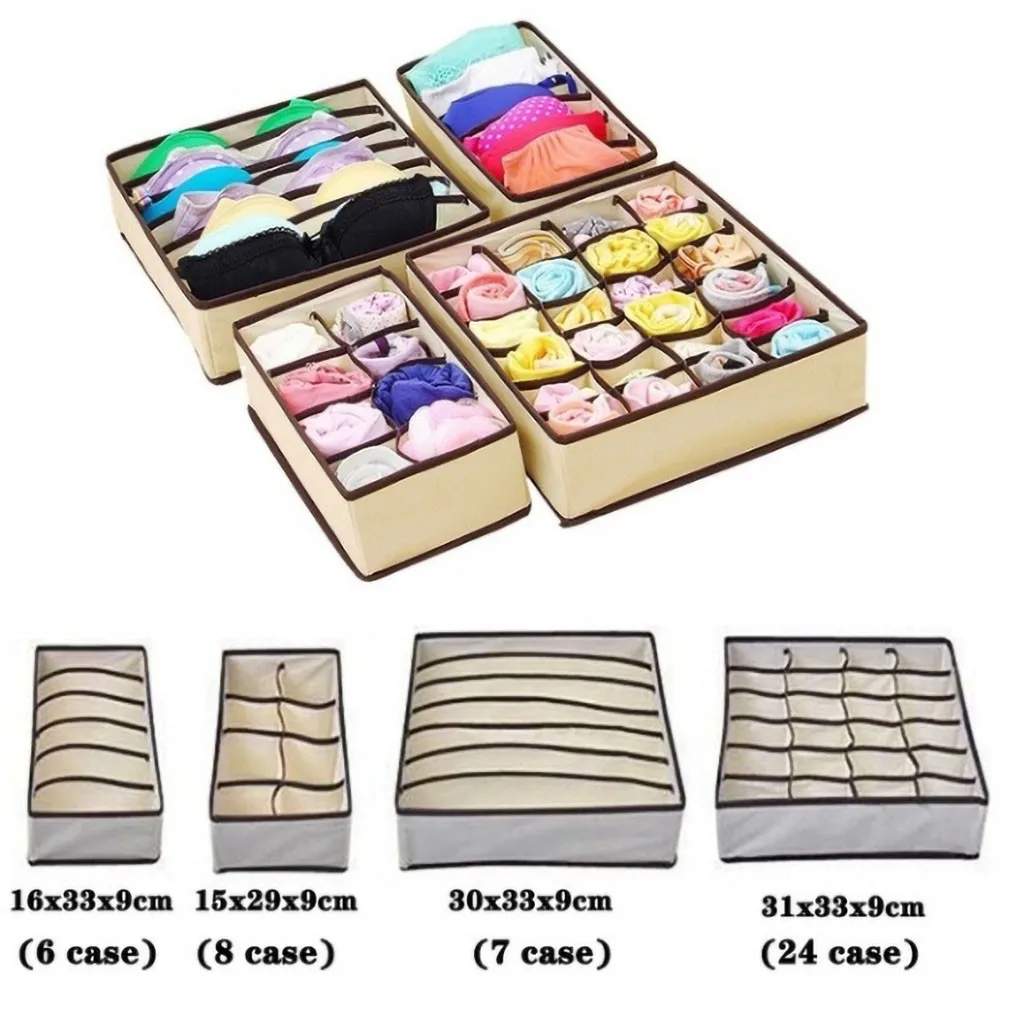 4 Pack Closet Underwear Organizer Drawer Divide by for Underwear Bras Socks Ties organizador organizador armario органайзер