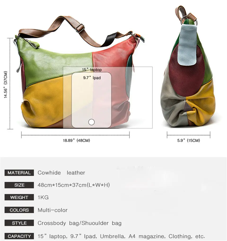 Genuine Leather Women Hobos Bag Handwork Vintage style