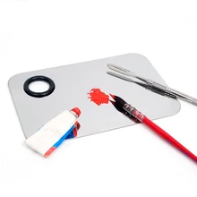 Палитра для дизайна ногтей, нержавеющая стальная палитра, металлическая палитра, инструменты для маникюра, аксессуары для красоты ногтей