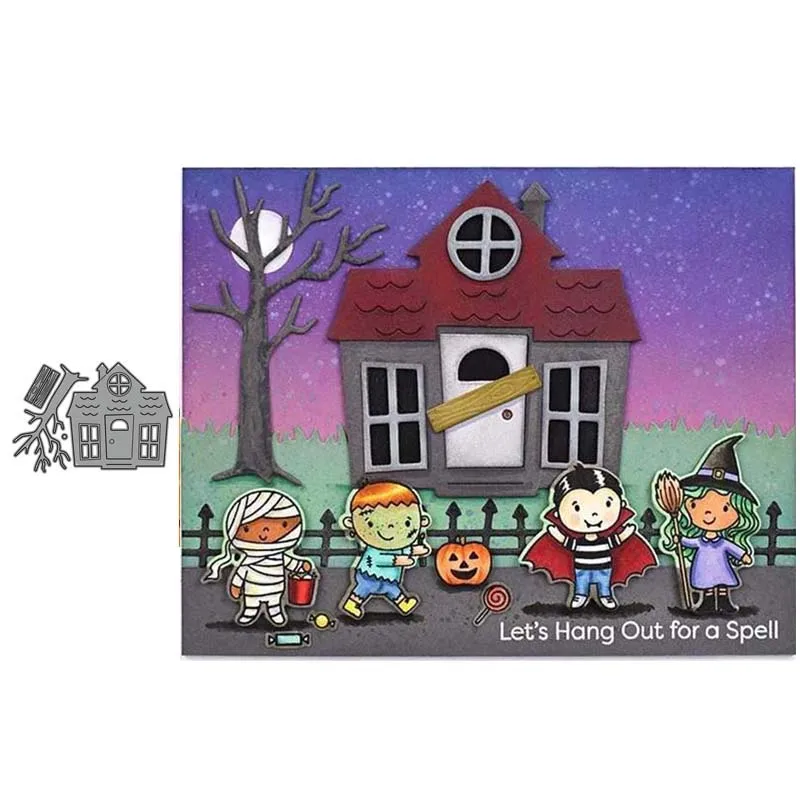 

JC New Metal Cutting Dies Dilapidated House Trees for Scrapbooking Handmade Make Stencil Craft Mold Mould Model Decor Template