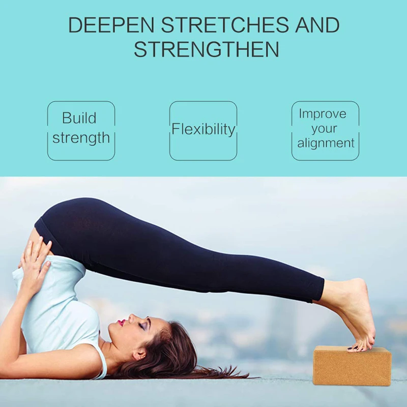 Non-slip Natural Wood Cork Yoga Brick EVA Yoga Block Pilates Brick Fitness Tool High Elasticity Tasteless Dance Yoga Accessories