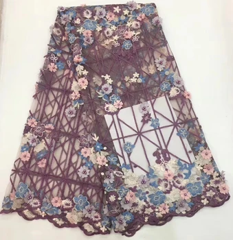 

Latest Style 3D Beaded Lace Fabric 2018 Fashion African Net Lace Fabric Tulle African French Lace Fabric High Quality FJ27801