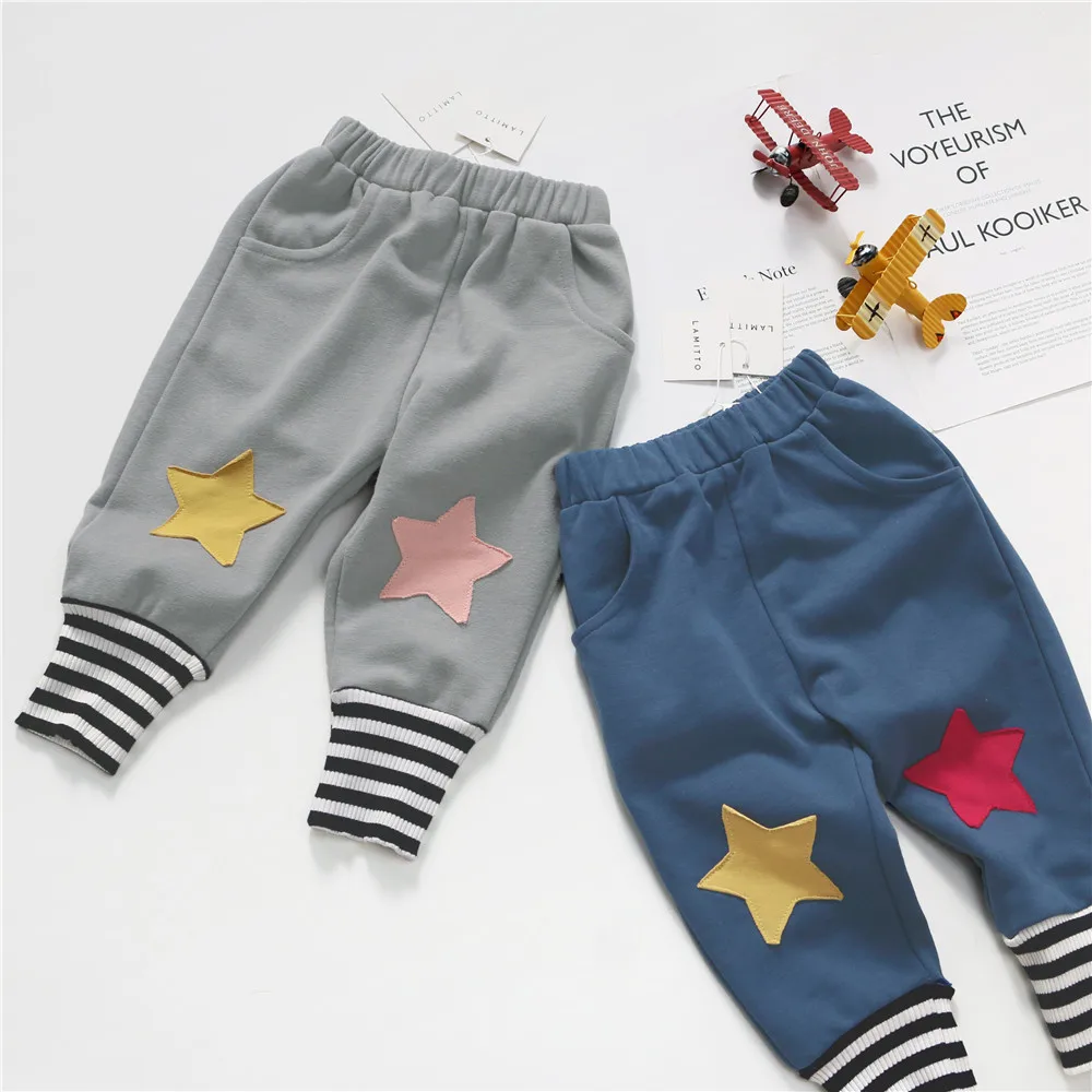 Tonytaobaby/осенняя одежда Новые спортивные брюки со звездами для девочек и мальчиков