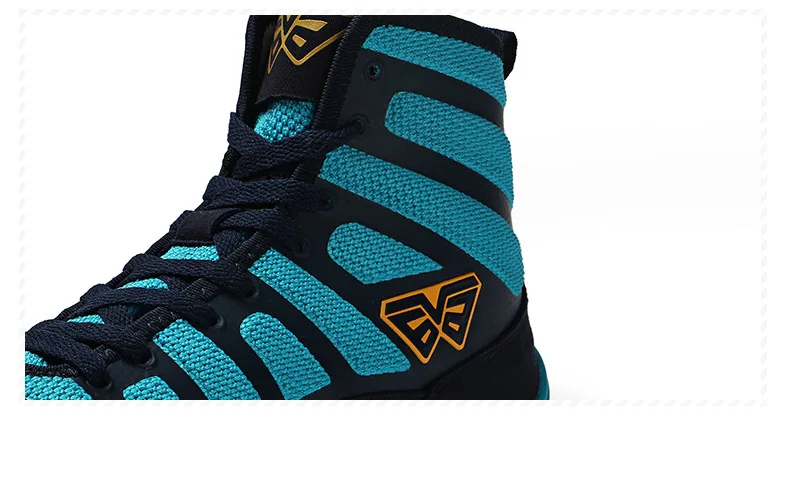 Wrestling Shoes for Men Training Lightweight High Top Man Professional Boxing Shoes Outdoor Soft Male Sport Trainer Blue Black