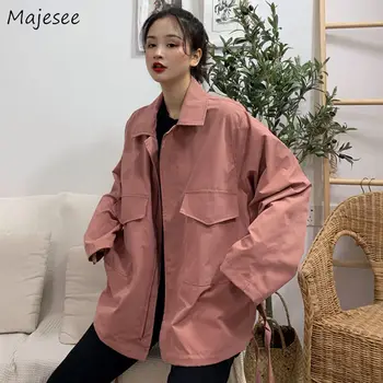 

Coat Women Jacket New Trendy Novelty Korean Fashion Pink Clothes Vintage Womens Jackets and Coats Casual Loose Streetwear BF