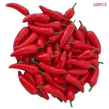 

2019 100pcs Realistic Lifelike Artificial Red Pepper Hot Chili Simulation Vegetable