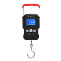 50Kg/5g Electronic Weighing Scale 50Kg/5g LCD Digital Display Hanging Hook Scale with Measuring Tape for Fishing Travel
