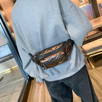 

Fashion Space Pad Cotton Shoulder Waist Bag Women Fanny Casual Crossbody Chest Belt Pack Durable Winter Zipper Purse