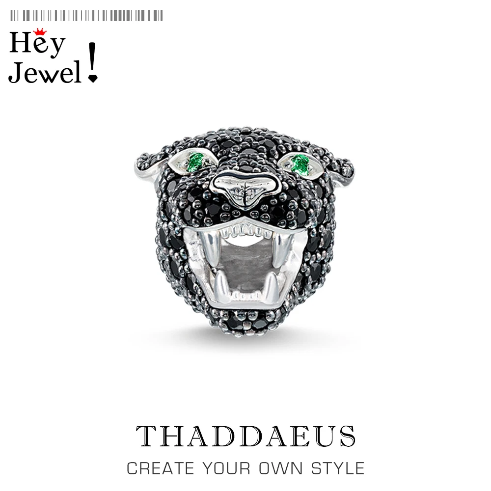 Beads Leopard Panther,2019 New 925 Sterling Silver & CZ Pave Beads Fit Bracelet Europe Jewelry Rebel Street Gift For Women & Men