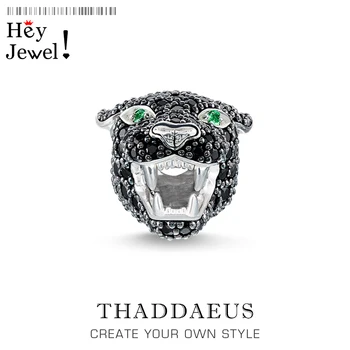 Beads Leopard Panther,2019 New 925 Sterling Silver & CZ Pave Beads Fit Bracelet Europe Jewelry Rebel Street Gift For Women & Men