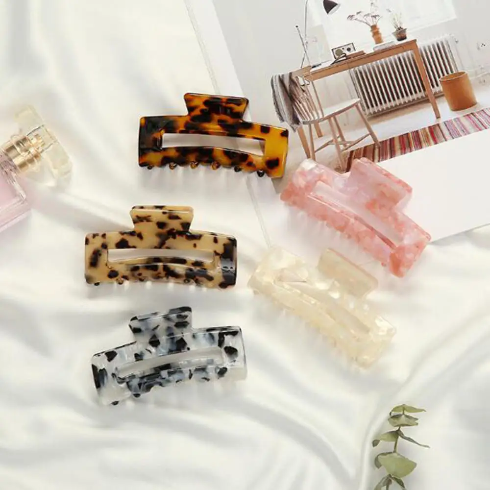 Hair-Clips Acetate-Plate-Grab-Clip Decorative Claw Leopard Resin Girls Retro Women Fashion