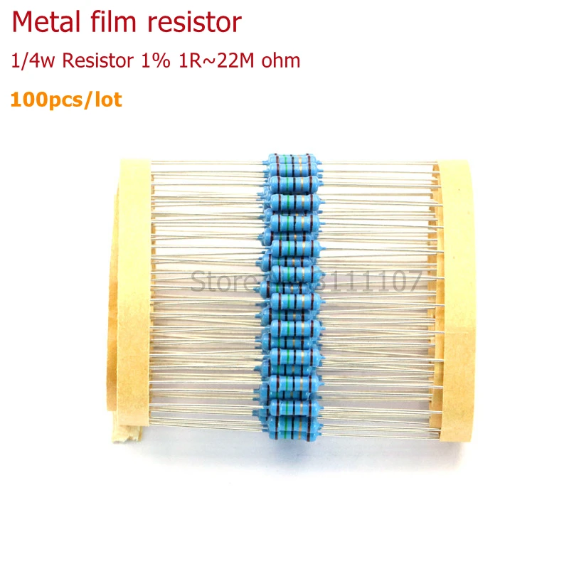 100PCS/LOT 1/4W 1R~22M 1% Metal film resistor 100R 220R 1K 1.5K 2.2K 4.7K 10K 22K 47K 100K 100 220 1K5 2K2 4K7 ohm Resistance 100pcs 1 4w 0 25w 1r 4 7m ±1% 100r 220r 330r 1k 1 5k 2 2k 3 3k 4 7 10 22 47k 100k 2k2 4k7 1m 2 2m metal film resistance resistor