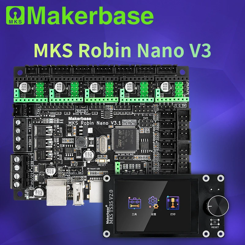 2022 Makerbase MKS Robin Nano V3 Eagle 32Bit 168Mhz F407 Control Board 3D Printer parts TFT screen USB print |