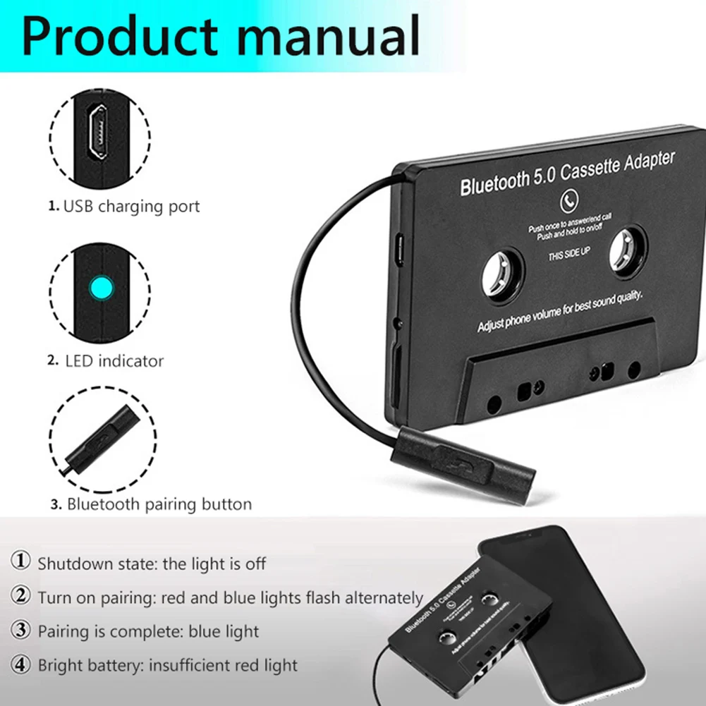 Universal Kassette Bluetooth-kompatibel 5,0 Adapter Konverter Auto Band  Audio Kassette Für Aux Stereo Musik Adapter - AliExpress