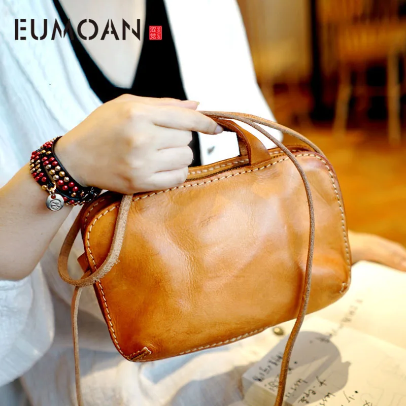 EUMOAN Hand-shoulder shoulder back portable female models leather leather vegetable tanned leather 