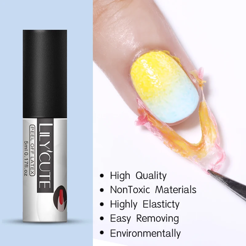 

LILYCUTE 5ml Peel Off Nail Latex Multi Function White Odorless Antifreezing Nail Art Care Protector Tools For Nail Art Stamping