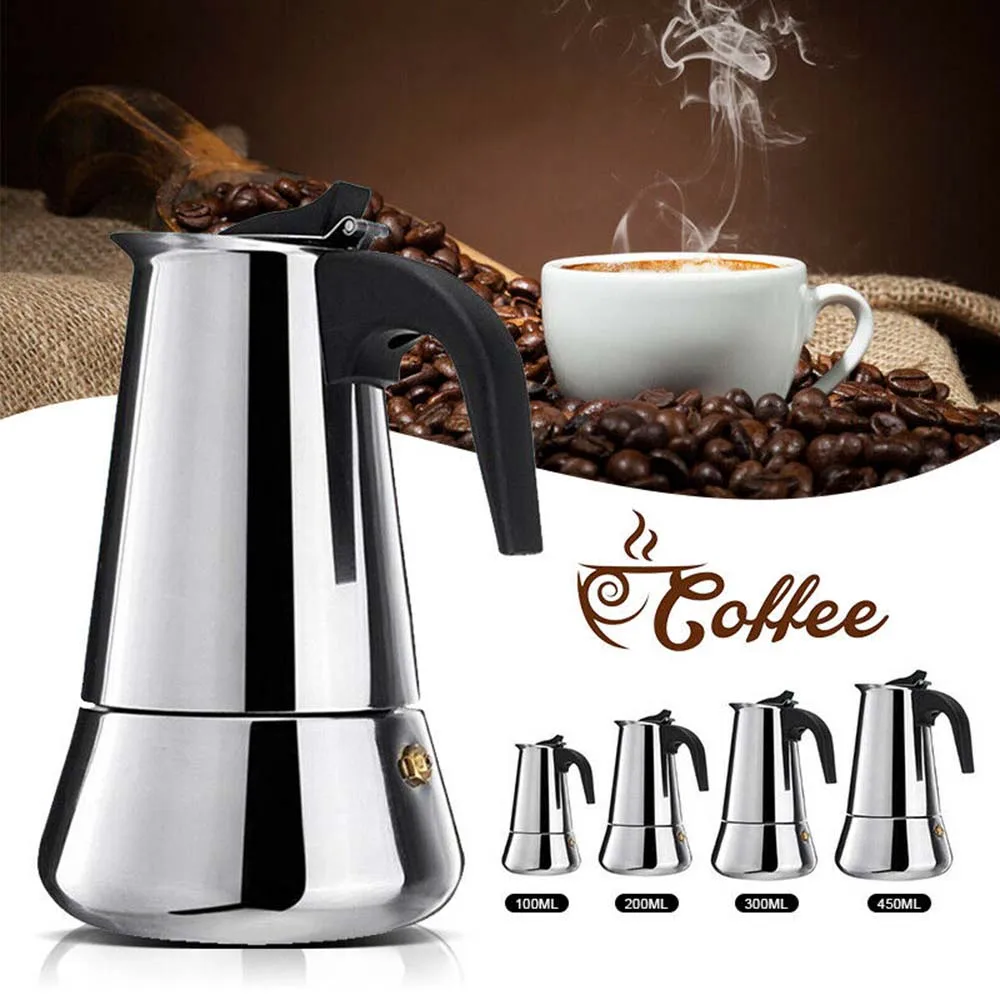 

Stainless Steel Moka Pot, Multi-standard Electric Frosted Coffee Pot Moka, Simple and Stylish Design