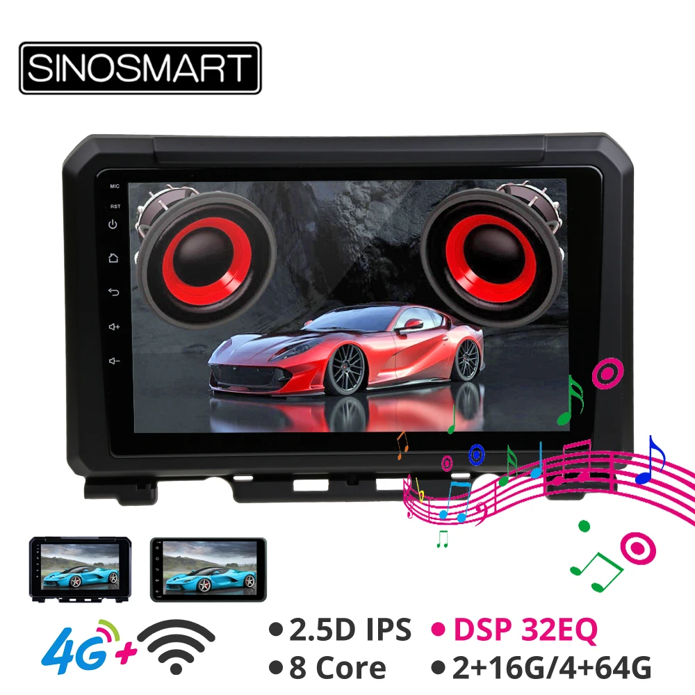 Sinosmart Android 8.1 Car GPS Navigation Radio for Suzuki Jimny 2007- 2din 2.5D IPS/QLED Screen