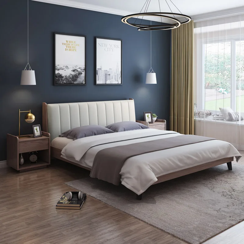 Кровать в скандинавском стиле, Современная Минималистичная кровать, спальня, двуспальная кровать, 1,8 метров, экономичная, однометровая, пятиместная кровать, маленькая квартира, тарелка, кровать