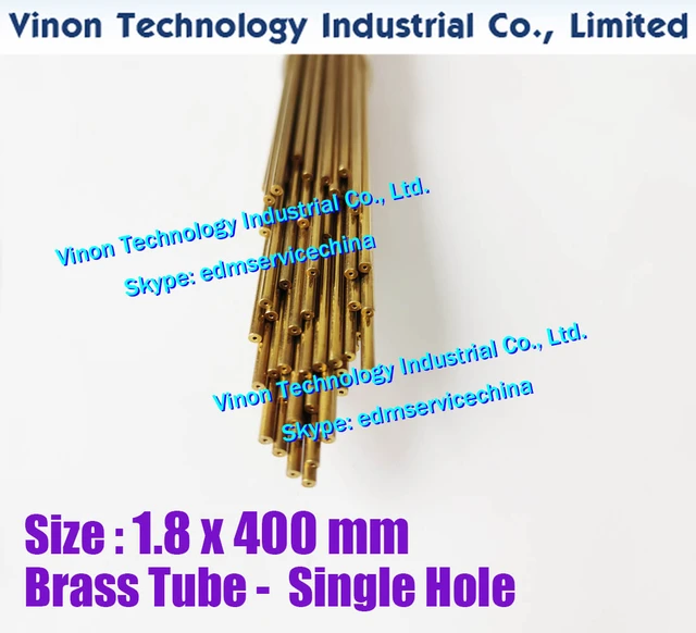 (50PCS/LOT) 1.8x400MM EDM Brass Tube Single Hole, Brass EDM Tubing  Electrode Tube Single Channel, Diameter 1.8mm, 400mm Long