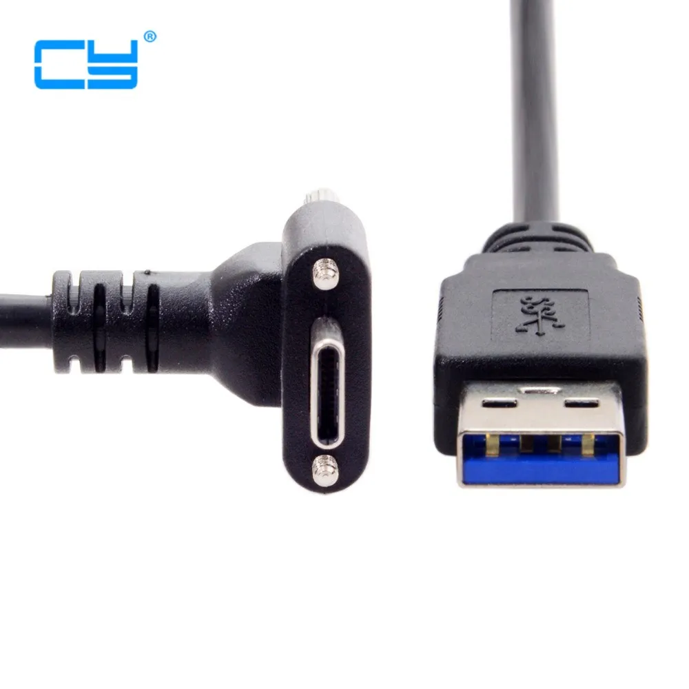 

Down Up Angled USB 3.1 Type-C Dual Screw Locking to Standard USB3.0 Data Cable 90 Degree for Camera 120cm 300cm 500cm 1.2m 3m 5m