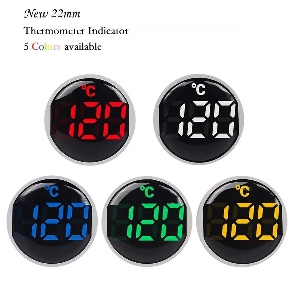 

New 22mm AC 50-380V Thermometer Indicator Light LED Digital Display Temperature Measuring Induction Ranging -20℃-199℃ 1pcs