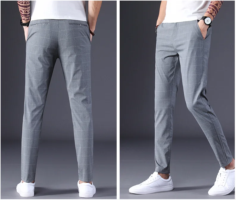 Obrix Gentleman Work Formal Pants Plaid 