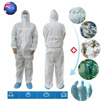 

White Coverall Hazmat Suit AntiVirus Disposable Coveralls Protective Clothing Overall Workshop Safety Suit Protection Protective