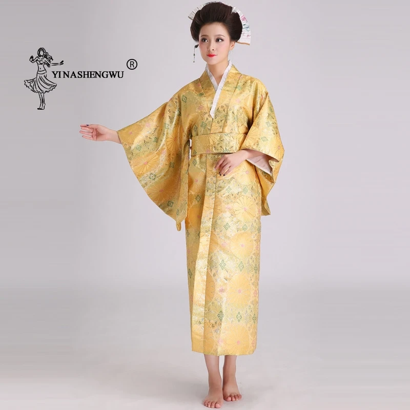 Yukata женский японский традиционный цветочный принт длинное кимоно с бантом сзади сценический костюм Япония Femme маскарадный костюм азиатская одежда