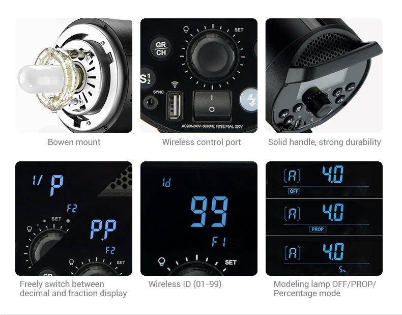 Godox DP600III 600W GN80 2,4G встроенный студийный стробоскопический светильник для фотосъемки, светильник для вспышки