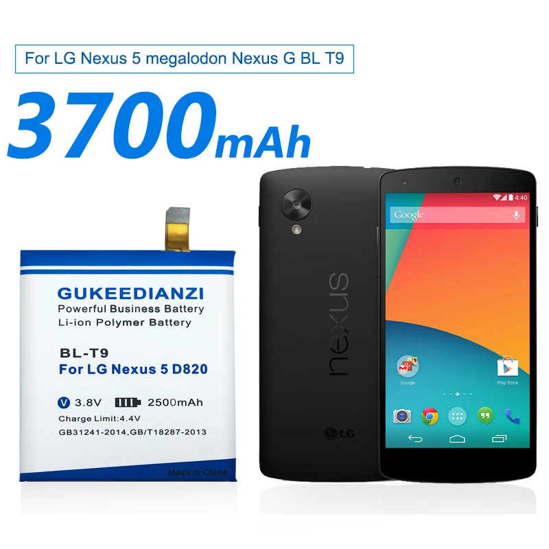 GUKEEDIANZI 3700 мАч батарея BL-T9 для LG Google Nexus 5 LG D820 D821 E980 запасные батареи