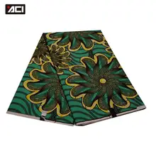 ACI новая зеленая африканская ткань Анкара 6 ярдов/шт настоящий воск Tissu Africain Нигерия воск Африканский батик ткань для платья